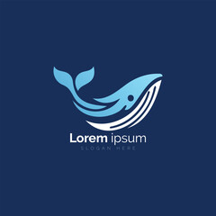 Elegant Blue Whale Icon on a Dark Blue Background for Branding Purposes
