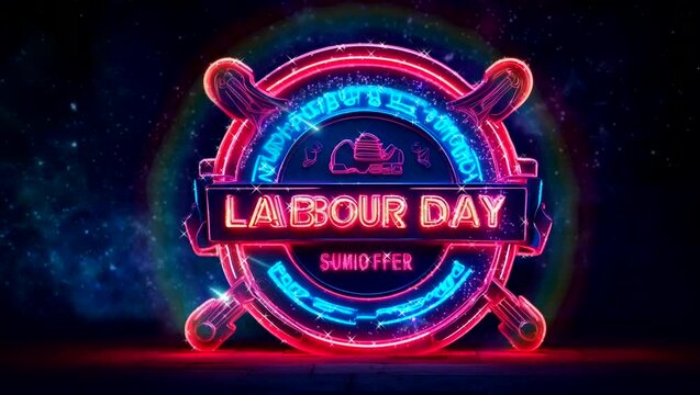 labour day video background  labour day with neon effect