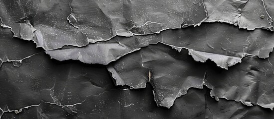 A black and white image of a cracked surface, showcasing the intricate pattern of deep cracks and crevices running across the weathered material.