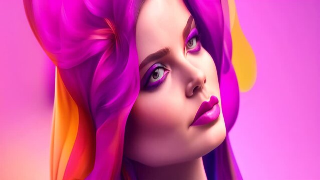 Vibrant Woman Portrait With Colorful Hair Generative AI
