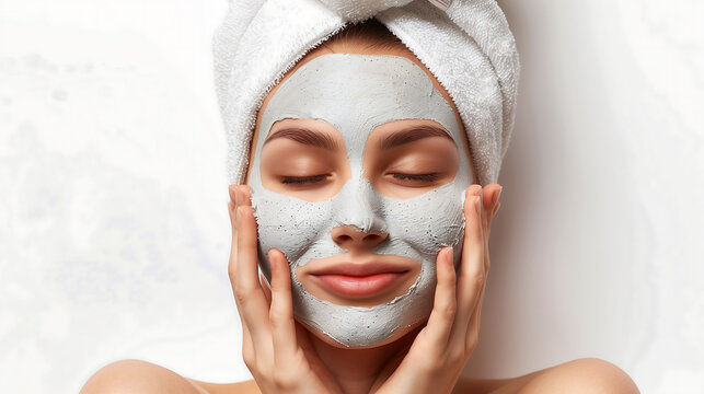 Woman with facial mask on her face, Spa beauty salon, Skin care and treatment, 
