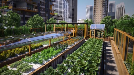 urban food production systems like rooftop gardens and hydroponics