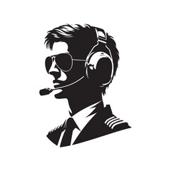 Embracing the Journey: A Determined Pilot Silhouette Chasing Dreams - Pilot Illustration - Pilot Vector
