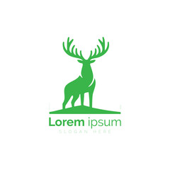 Green Stag Silhouette Logo for a Fictional Brand on a White Background