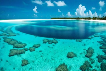 Fototapeta na wymiar tropical island in the ocean generated by AI technology