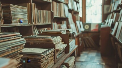 An old-fashioned record store with vinyl records