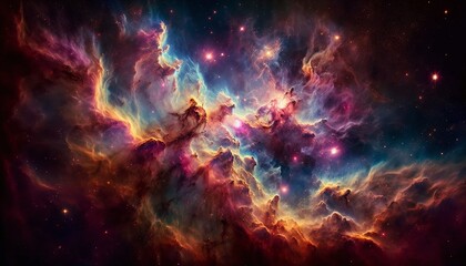 Fototapeta na wymiar Photography intricate and sprawling nebula in a a celestial masterpiece stretched across the vast canvas of space. nebula wallpaper background landscape raw