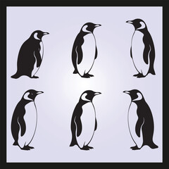 Obraz premium Penguin silhouette set Clipart on a hex color background