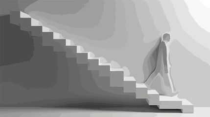 Man on stairs going up. Cutout paper Design