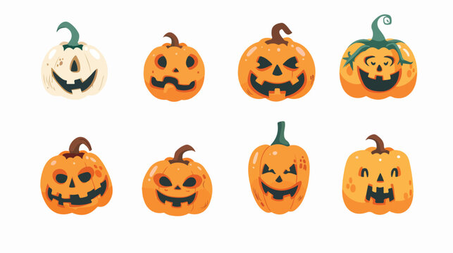 Pumpkin Cartoon Vector Icon Illustration. Halloween Ic