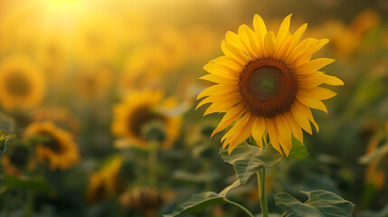 Sun flower with sunlight background