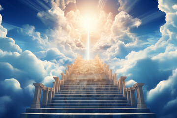 stairway to heaven, heavenly stairway - obrazy, fototapety, plakaty