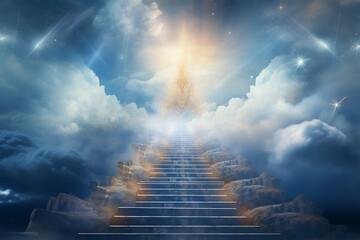 stairway to heaven, heavenly stairway - obrazy, fototapety, plakaty