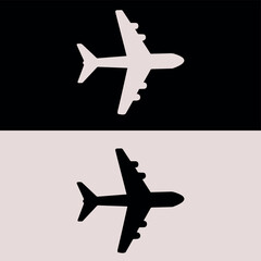 Fototapeta na wymiar Airplane icon takeoff logo black pictogram set vector or plane take off flying silhouette shape graphic simple plain clipart symbol, airport airline jet circle sign, Aeroplan thin line outline art 