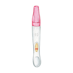 Watercolor pregnancy test clipart illustration