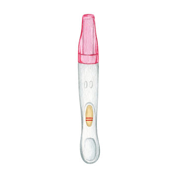 Watercolor pregnancy test clipart illustration