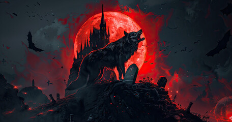 wolf howling spooky background wallpaper