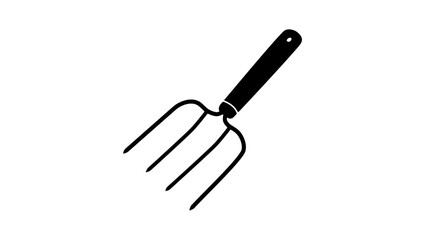Turkey meat fork, black isolated silhouette