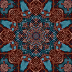 Seamless abstract square pattern. Symmetrical round pattern. Author's patterns.