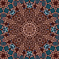 Seamless abstract square pattern. Symmetrical round pattern. Author's patterns.