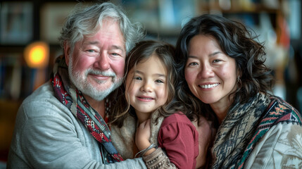 Fototapeta premium A heartwarming portrait of an Asian American family