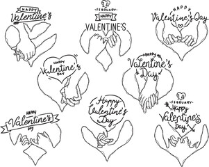 Happy valentine day type festive elements collection