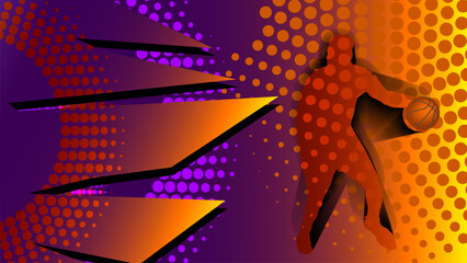 Abstract wallpaper of basketball player with halftone effect on the background © ismed