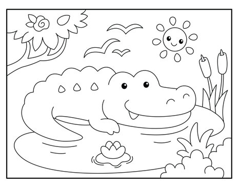 Alligator coloring pages for kids