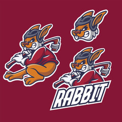 rabbit ice hockey mascot esport logo design