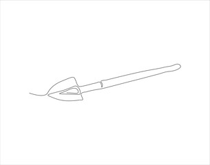 Continuous Line Drawing Of Shovel. One Line Of Shovel. Gardening Tool Continuous Line Art. Editable Outline.
