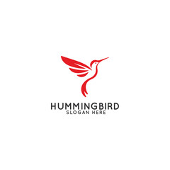 Elegant Red and White Hummingbird Logo on a Clean Background
