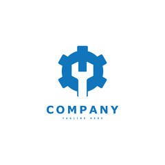 Fototapeta premium vector logo of gear wheel with wrench