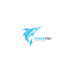 Obraz premium Blue Marlin Fish Logo Symbolizing Dynamic Marine Life and Corporate Branding