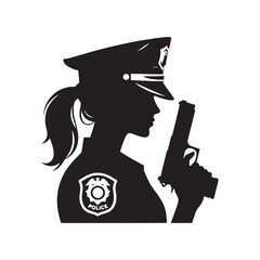 A Symbol of Safety: A Trustworthy Police Silhouette Ensuring Security - Police Illustration - Police Vector
