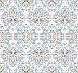 Seamless pattern in Eastern style. Ornate background for design on moroccan backdrop. Ornamental lace pattern for textile, fabric, silk scarf, sari, linen