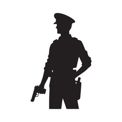 Enforcing Justice: A Determined Police Silhouette Committed to Duty - Police Illustration - Police Vector
