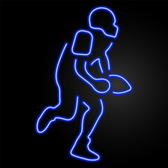 rugby neon sign, modern glowing banner design, colorful modern design trend on black background. Vector illustration.
