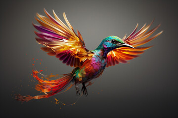Fototapeta premium a bird splashed with paint, a cute bird