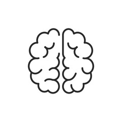 Brain icon. Top view of brain structure simple line icon isolated on white background. Vector illustration 