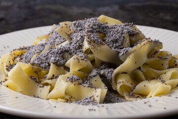 Poppy seeds pasta on a plate