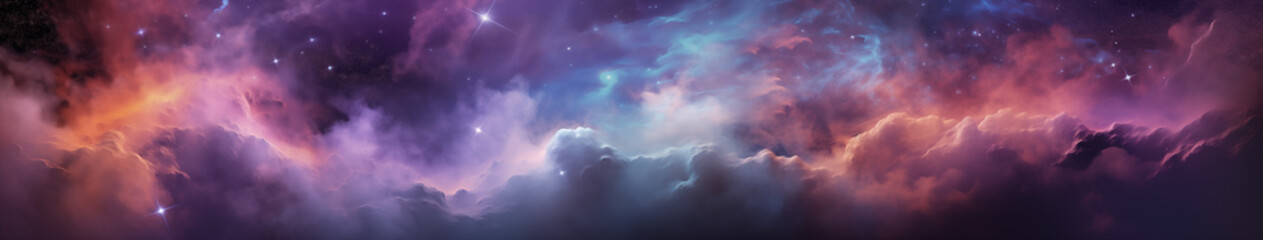 Naklejka na ściany i meble Interstellar Clouds and Mountain Silhouette at Twilight