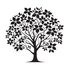 A Symbol of Resilience: A Strong Dogwood Tree Silhouette Withstanding the Seasons - Dogwood Tree Illustration - Dogwood Tree Vector
