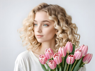 A beautiful young girl with light curly hair