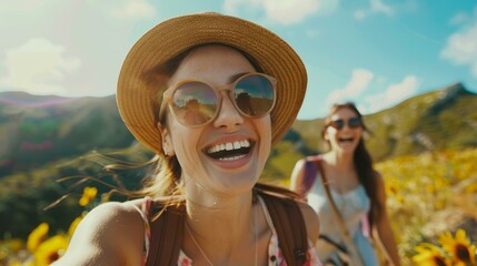 Joy and Excitement: Candid photos of travelers smiling, laughing, and enjoying new experiences and cultures.