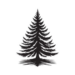 Majestic Silhouette of a Towering Fin Tree - Fin Tree Illustration - Fin Tree Vector
