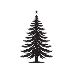 Evoking Serenity: A Fin Tree Silhouette Bathed in Gentle Sunlight - Illustration of Fin Tree - Vector of Fin Tree - Silhouette of Fin Tree
