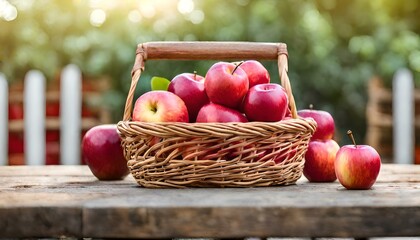 Rustic Red Apple Basket - Farm Fresh Bounty