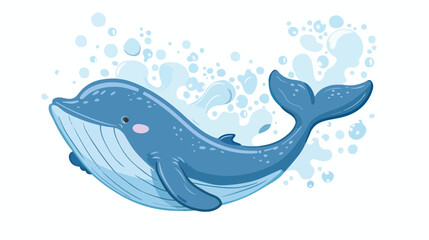 Blue whale boy baby shower card isolated on white ba