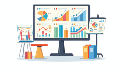 Board presentation money chart report finance icons