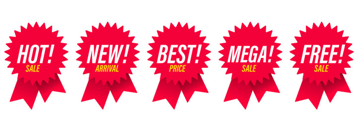 Set of marketing text message tag. Promotions are colorful round speech bubble shape. Sign for advertising, banners, template and decorate. Vector illustrations isolated on white background.